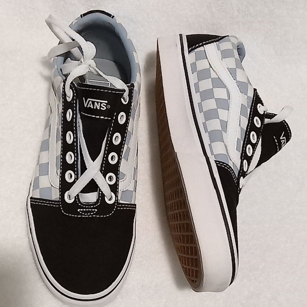 Vans Blue and White Checkerboard Sneakers